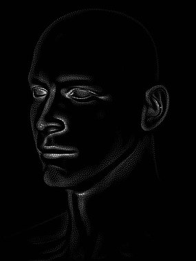 Nokta Hazırlama serisi. Bir insan modelinin 3 boyutlu görüntüleme tekniği noktalama tekniğiyle uygulanır..