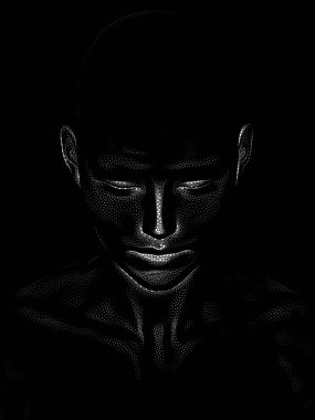 Nokta Hazırlama serisi. Bir insan modelinin 3 boyutlu görüntüleme tekniği noktalama tekniğiyle uygulanır..