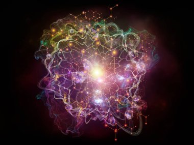 Temel kuvvetler. Eğitim, bilim ve modern teknoloji konularında soyut ışıkların ve fraktal unsurların 3 boyutlu yorumlanması