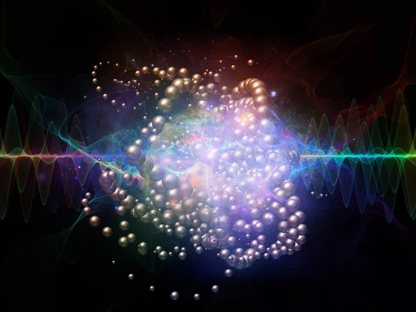 数字发射机系列 波和虚拟粒子在科学 教育和现代技术问题上相互作用的背景 — 图库照片