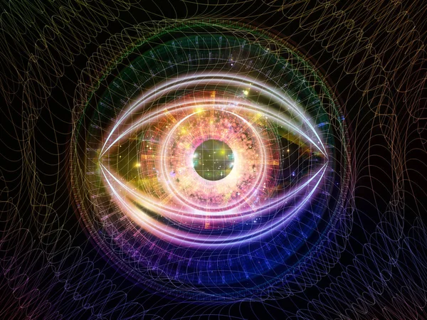 Eye Symbol Abstract Technological Elements Lights Composition Subject Science Education — Stock Photo, Image