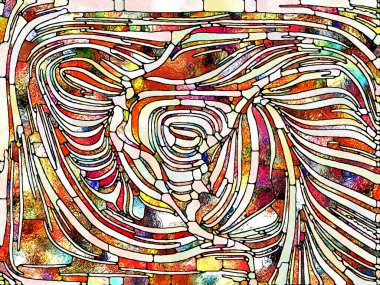 Kırık Dokular. Lekeli Camlar Birliği serisi. Parçalanma, sanat, şiir ve tasarım konularındaki renk ve doku parçalarının soyut düzenlenmesi