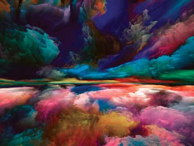 Ölümün Ötesindeki Renkler. Gerçekliğe Kaçış dizisi. Manzara resmi, hayal gücü, yaratıcılık ve sanat konularında gerçeküstü gün batımı renkleri ve dokularından oluşan sanatsal soyutlama