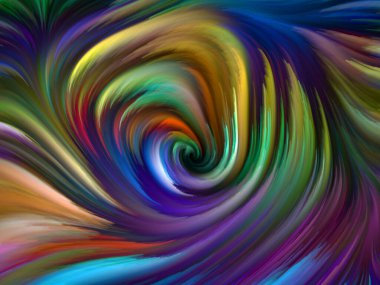 Renkli girdap serisi. Yaşam, yaratıcılık ve sanatla ilgili spektral liflerin renkli hareketlerinin grafiksel bileşimi