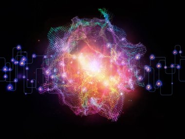 Rakamlar, düğümler, bağlayıcılar ve ışık bileşimi ağ ve modern teknoloji konularında