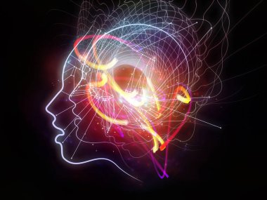 Yine de parçacıklar. İnsan çizgilerinin 3 boyutlu yorumlanması, sanal şebekeler ve eğitim konularındaki ışıklar bilim ve modern teknolojiler