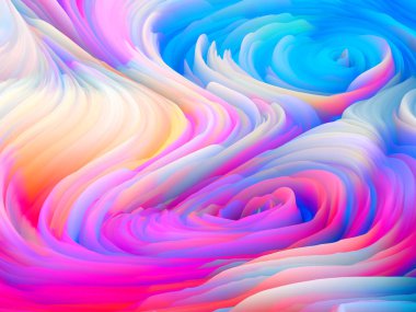 Renk Fırtınası serisi. Sanat ve tasarım konularında duvar kağıdı veya arkaplan olarak hizmet etmek üzere üç boyutlu sanal boyaların rengarenk çizimleri