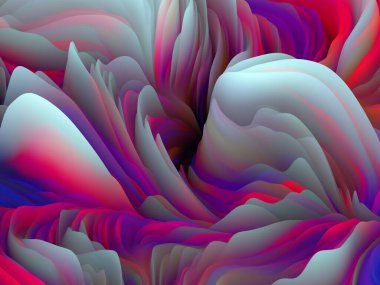 Yüzey bükülmesi. Boyutsal Dalga serisi. Dönen Renk Dokusunun Düzenlenmesi. Sanat, yaratıcılık ve tasarım temasında 3 boyutlu türbülans oluşturma