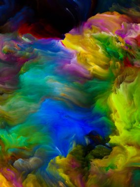 Renkli girdap serisi. Sıvı boyanın yaşam, yaratıcılık ve sanatla ilgili tuval üzerindeki renkli hareketlerinin arkaplan tasarımı