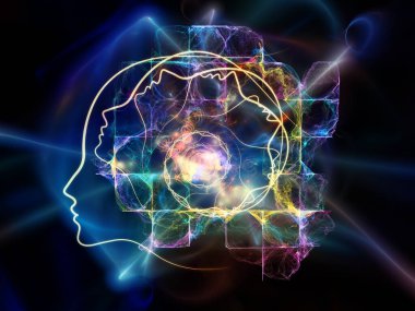 İnsan zihni, düşünme ve eğitim konularında insan, fraktal ve hafif unsurların dizaynı