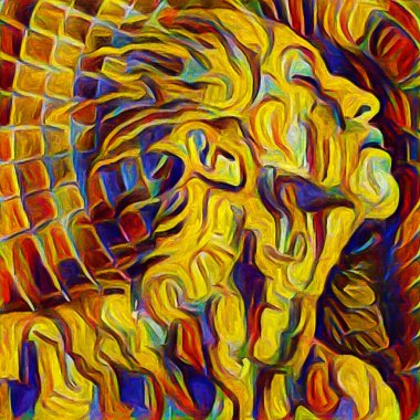 Inner Vision serisi. Zihin, sanat ve iç dünyayla ilişkili soyut dijital boya portresinin kompozisyonu.