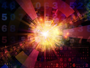 Dijital Bağlantı serisi. Matematik, teknoloji ve eğitim için gerekli sayılar, ışıklar ve ağ düğümlerinden oluşan soyut tasarım.