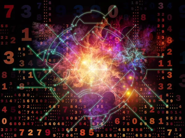 Digital Connection series. Numbers, lights and network nodes background on subject of math, technology and education.