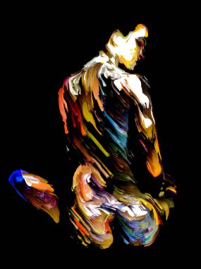 Yaratıcılık ve tasarım konularında insan formuyla renk etkileşimi üzerine sanat çalışması