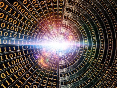 Integral Order serisi. Sayılardan oluşan altın fraktal disk ve eğitim, bilim ve modern teknoloji üzerine ışık.