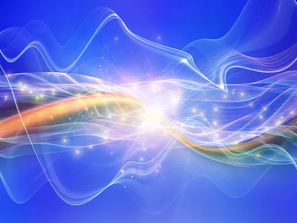 Light Wave series. Rendering of sine waves and lights background on a subject of modern technology and science.