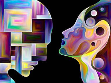 Minds serisinin aksine. İç dünya, çeşitlilik ve bireysel psikoloji konularında organik ve geometrik olarak parçalanmış iki insan silueti