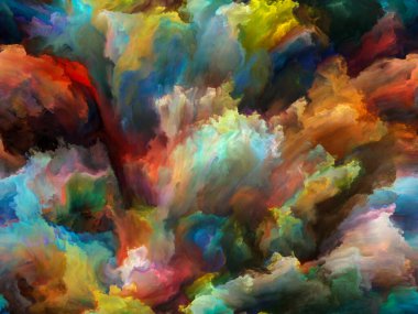 Soyut Renk serisi. Sanat, yaratıcılık ve hayal gücüyle mecazi bir ilişkisi olan tuval üzerinde hareket halindeki renkli boyanın bileşimi