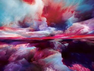 Peyzaj Büyüsü. Color Dreams serisi. İç dünya, hayal gücü, şiir, sanat ve tasarım konuları için yaratıcı boya, doku ve gradyan bulutlar düzenleme