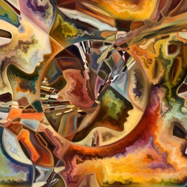 İç Akış. Colors In Us serisi. İnsan siluetlerinin, sanat dokularının ve renklerin kompozisyonu yaşam, drama, şiir ve algı konusu için etkileşim sağlar