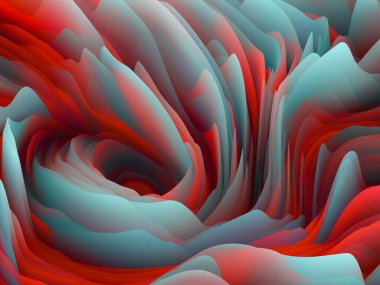 Çarpık Geometri. Boyutsal Dalga serisi. Dönen Renk Dokusunun bileşimi. Sanat, yaratıcılık ve tasarım temasında 3 boyutlu türbülans oluşturma