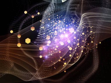 Madde Ağı. Bilim, eğitim ve modern teknoloji konularındaki parçacıklar, ışıklar ve soyut element bileşimi.