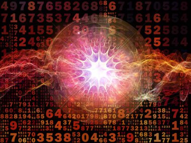 Dijital Bağlantı serisi. Matematik, teknoloji ve eğitim konusu için sayıların, ışıkların ve ağ düğümlerinin bileşimi.