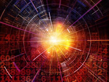 Dijital Bağlantı serisi. Matematik, teknoloji ve eğitim konularındaki sayı, ışık ve ağ düğümlerinin arkaplan tasarımı.