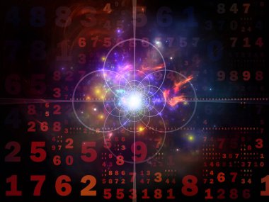 Dijital Bağlantı serisi. Matematik, teknoloji ve eğitim için bir metafor olarak sayılar, ışıklar ve ağ düğümlerinden oluşan tasarım.