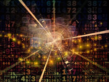 Dijital Bağlantı serisi. Matematik, teknoloji ve eğitim konularındaki sayı, ışık ve ağ düğümlerinin arkaplan tasarımı.