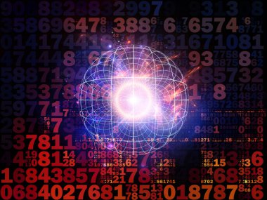 Dijital Bağlantı serisi. Matematik, teknoloji ve eğitim projelerinde kullanılacak sayılar, ışıklar ve ağ düğümlerinin arkaplanı.