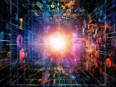 Matematik Işığı serisi. Matematik, teknoloji ve eğitim konularındaki rakamların, ışıkların ve soyut unsurların arkaplanı.