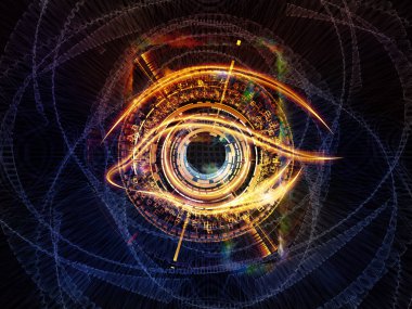 Göz sembolü, soyut teknolojik unsurlar ve bilim ve eğitim konularındaki ışık bileşimi