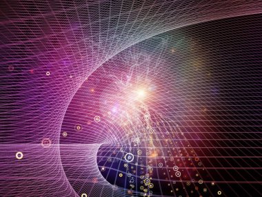 Uzay şebekelerinin 3 boyutlu yorumlanması, soyut elementler ve eğitim konularındaki ışıklar bilim ve modern teknolojiler