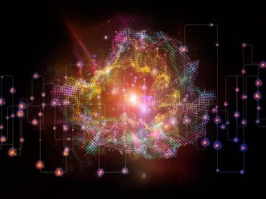 Rakamlar, düğümler, bağlayıcılar ve ışık bileşimi ağ ve modern teknoloji konularında