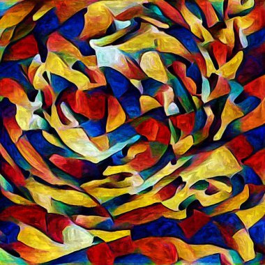 Sanat serisi deseni. Yaratıcılık ve sanat konusunda dijital tuvalde oluşturulan soyut desen, şekiller ve renk elementleri.