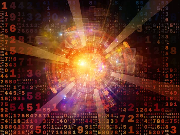 Dijital Bağlantı serisi. Matematik, teknoloji ve eğitim için gerekli sayılar, ışıklar ve ağ düğümlerinden oluşan soyut tasarım.