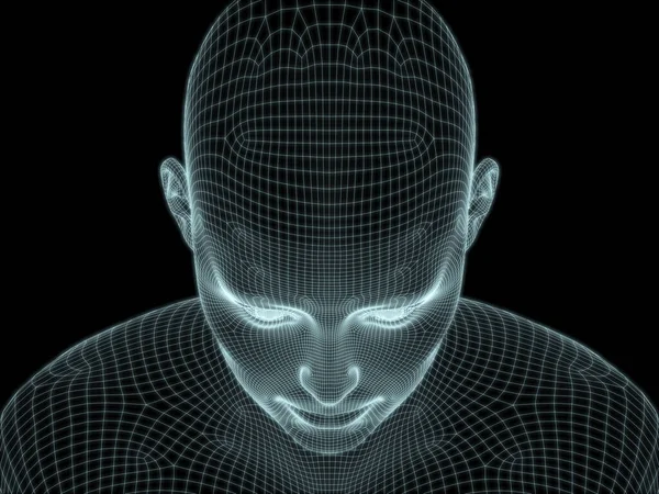 İnsan kafasının teknoloji, eğitim ve bilgisayar bilimleri illüstrasyonlarında kullanılması için tel örgüye dönüştürülmesi