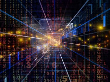 Dijital Bağlantı serisi. Matematik, teknoloji ve eğitim konularındaki sayı, ışık ve ağ düğümlerinin arkaplan tasarımı.