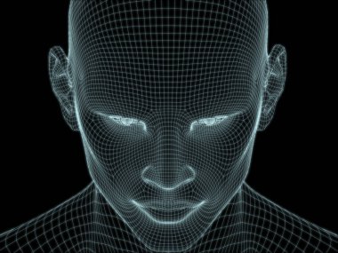 İnsan kafasının teknoloji, eğitim ve bilgisayar bilimleri illüstrasyonlarında kullanılması için tel örgüye dönüştürülmesi