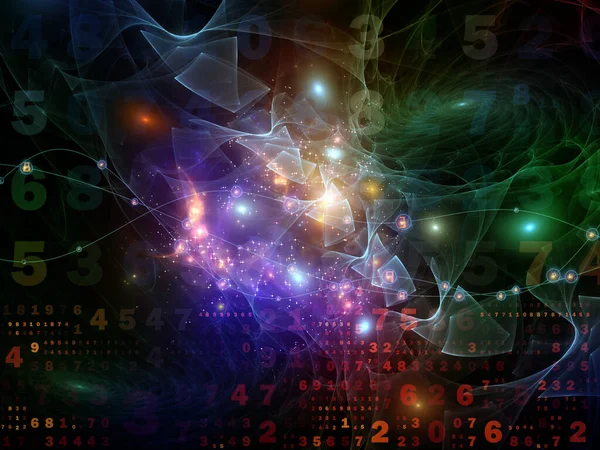 Illustration Von Zahlen Fraktalmembranen Und Lichtzusammensetzung Zum Thema Digitale Technologie — Stockfoto