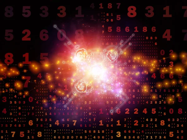 Digital Signal series. Numbers, electronic traces and lights composition on subject of digital technology and communications