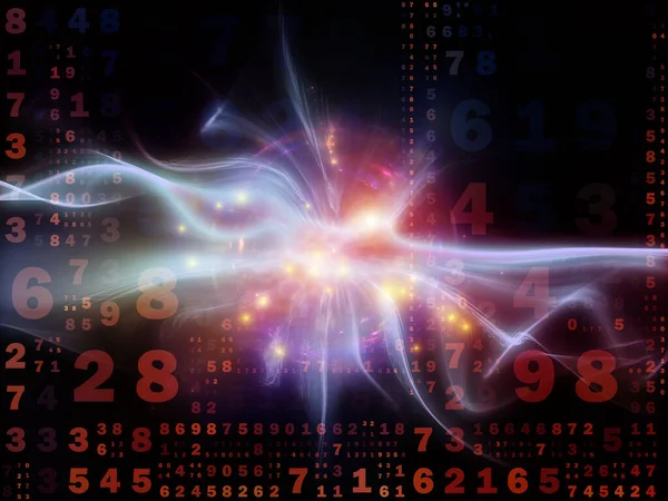 Digital Signal series. Fractal burst, numbers and lights composition on subject of digital technology and communications