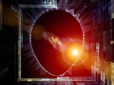 Sanal Hayalet serisi. Fraktal boynuzlu kafa biçimleri, bilgisayar bilimi, teknoloji ve eğitim konularında 3D dikdörtgen biçimine karşıdır..