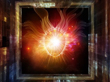 Sanal Hayalet serisi. Fraktal boynuzlu kafa biçimleri, bilgisayar bilimi, teknoloji ve eğitim konularında 3D dikdörtgen biçimine karşıdır..