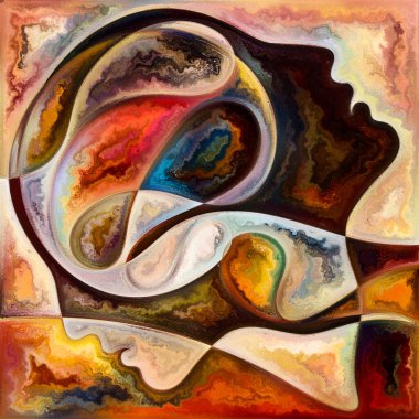 İç Form. Colors In Us serisi. İnsan siluetlerinden, sanat dokularından ve renklerden oluşan soyut bir arka plan yaşam, drama, şiir ve algı teması üzerine etkileşim kurar