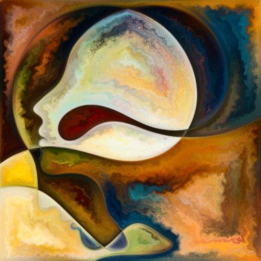 İç Form. Colors In Us serisi. İnsan siluetlerinden, sanat dokularından ve renklerden oluşan soyut bir arka plan yaşam, drama, şiir ve algı teması üzerine etkileşim kurar