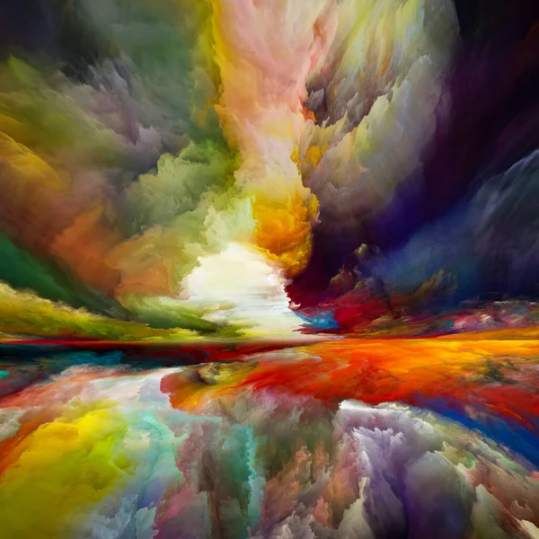 Paesaggio Magico Serie Color Dreams Composizione Fondo Vernice Texture Nuvole — Foto Stock