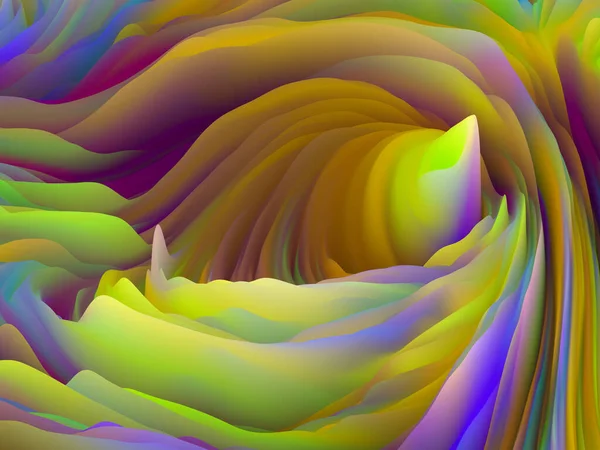 Zkroucený Povrch Série Dimensional Wave Backdrop Vířící Barevné Textury Vykreslování — Stock fotografie