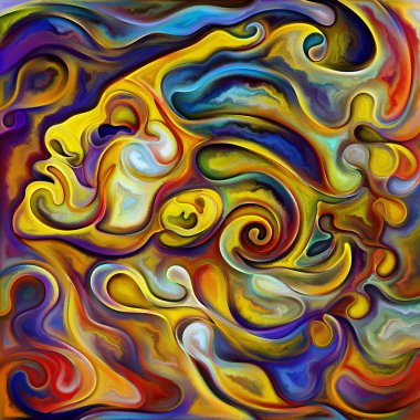 Yaratıcı Öz serisi. İnsan zihni, psikoloji, iç dünya, yaratıcılık, kendini ifade etme ve sanat konularındaki renkli portre ve spiral tasarım kompozisyonu.